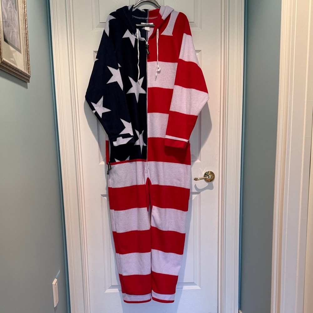 Forever Lazy American Flag Adult Onesie